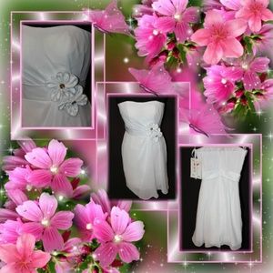 White Chiffon Short Dress Wedding Rehearsal Dinner